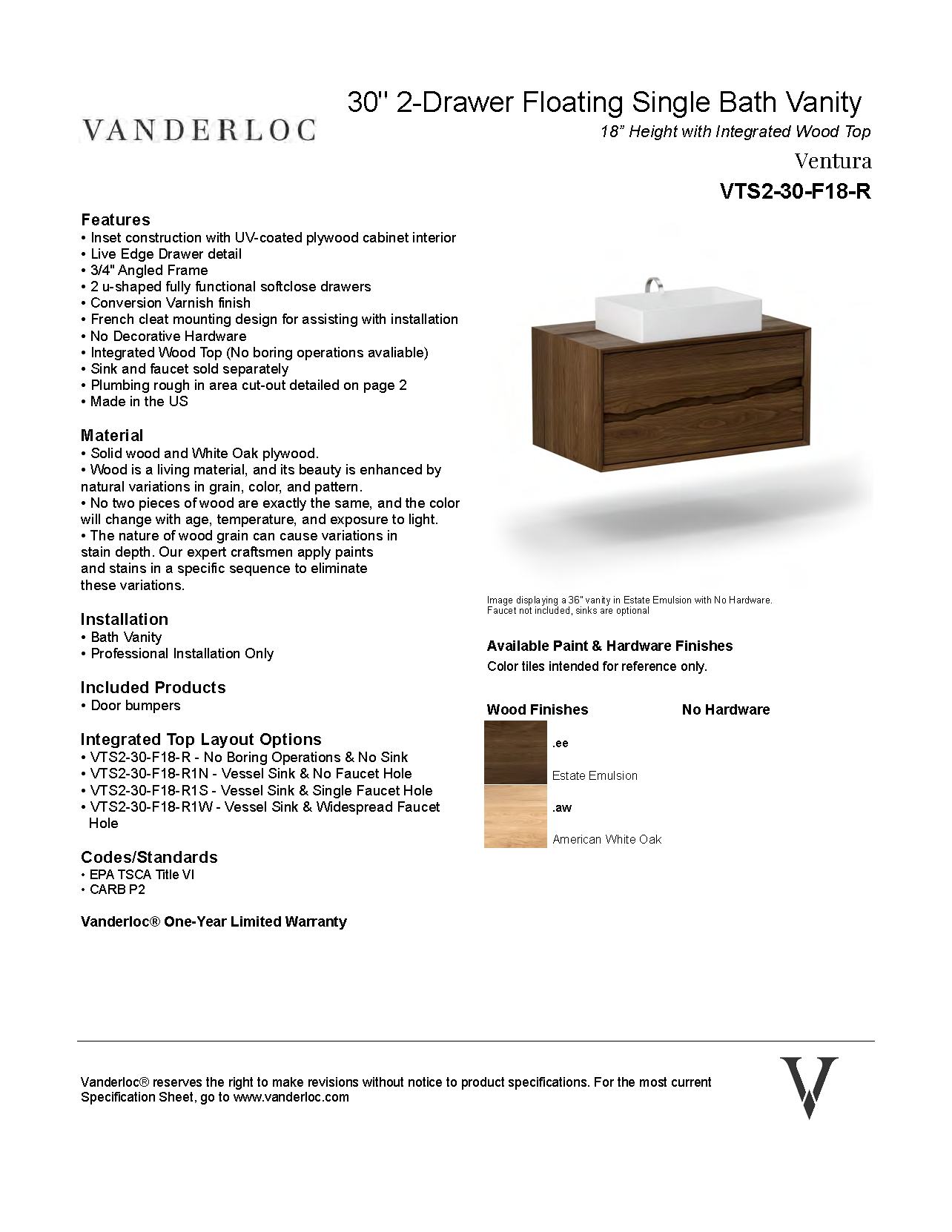 VTS2-F-R Specifications